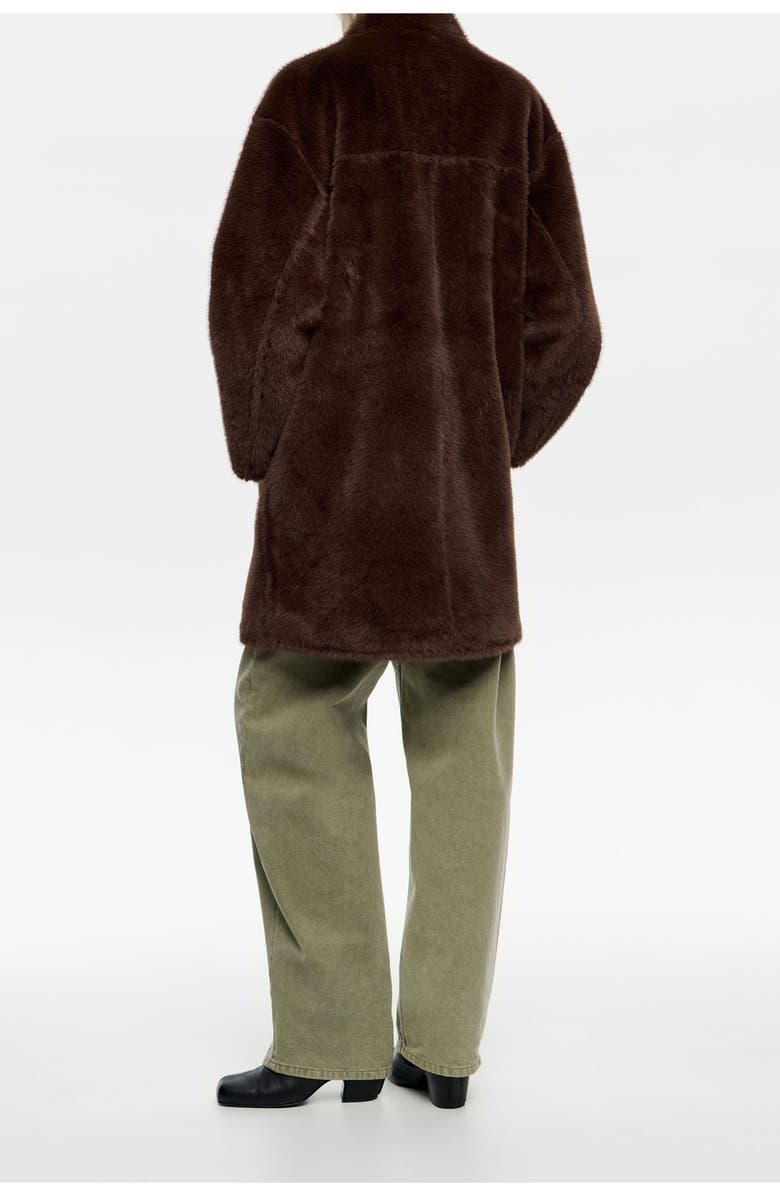 Bimba y Lola Oversize Reversible Fur Coat, Alternate, color, Dark Brown