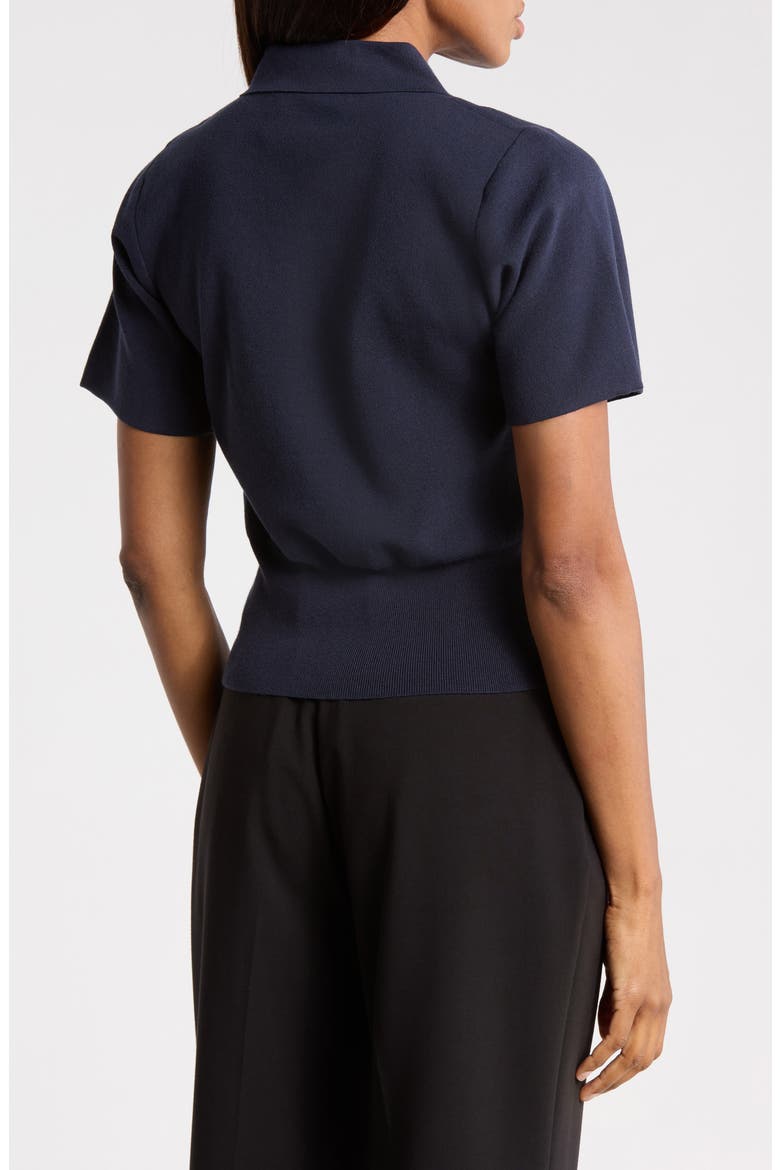 Cotton Blend Crepe Polo, Alternate, color, MIDNIGHT