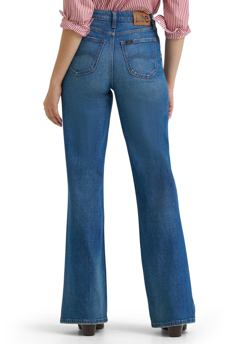 Retro High Waist A-Line Wide Leg Jeans, Alternate, color, BLUE BIZARRO