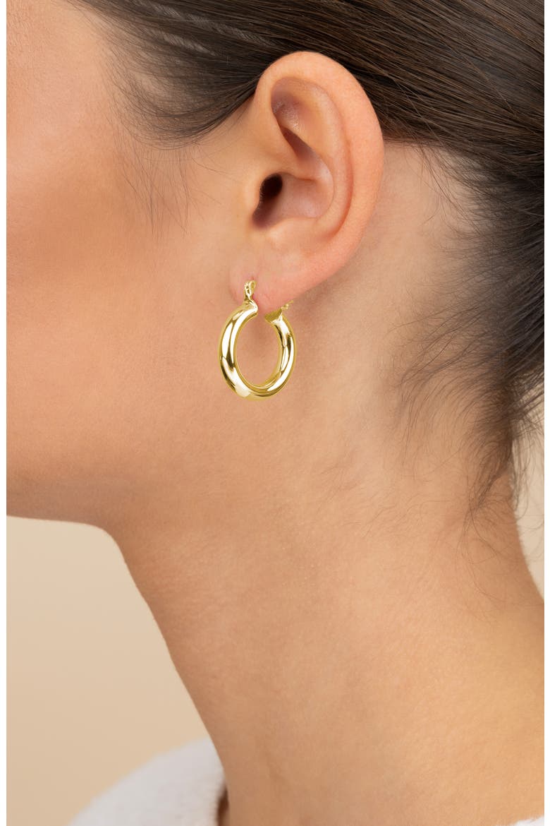 Rhodium Plated Chunky Tube Hoop Earrings, Alternate, color, GOLD