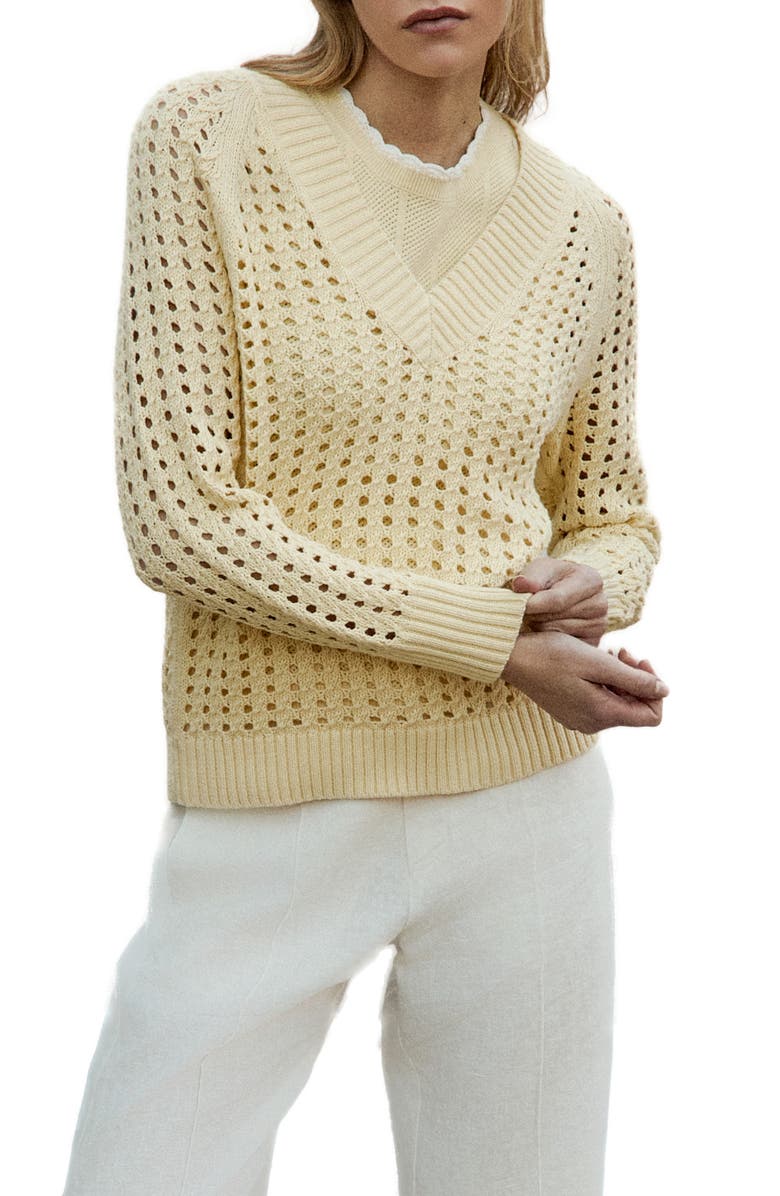 Alp N Rock Kinna Open Stitch Organic Cotton Sweater, Alternate, color, Soft Yellow