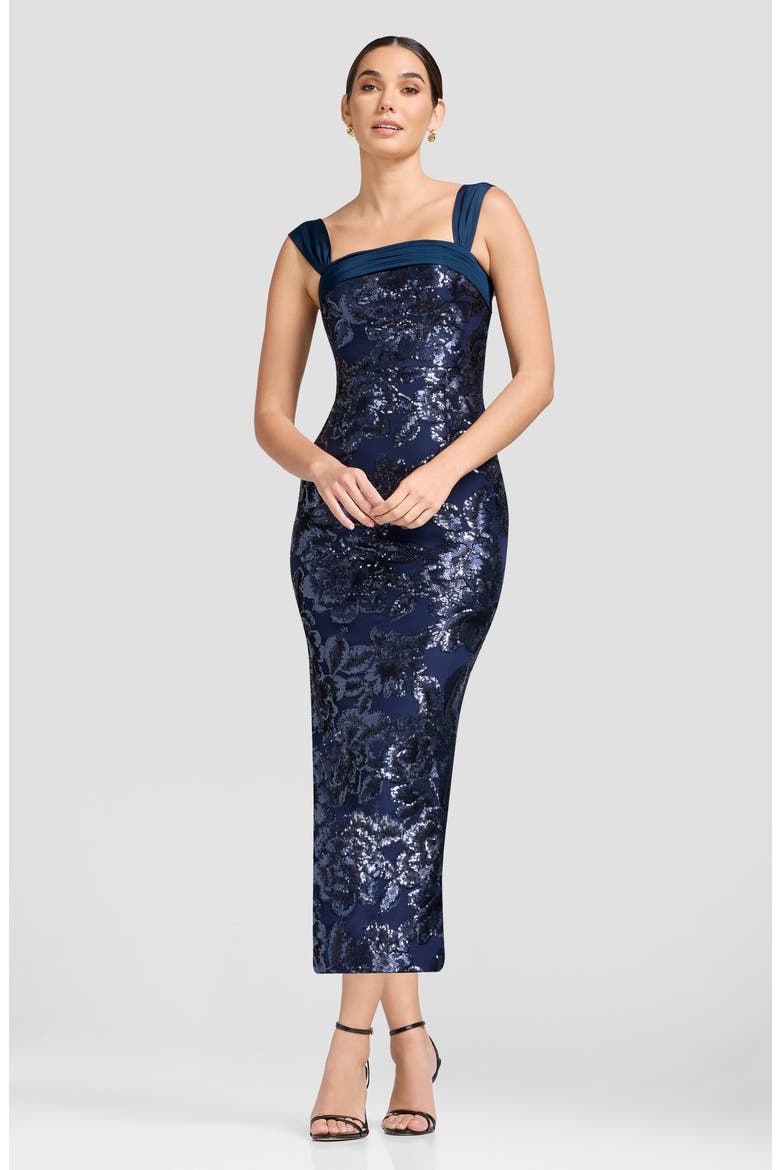 Julie Sequin Sleeveless Gown, Alternate, color, NAVY MULTI