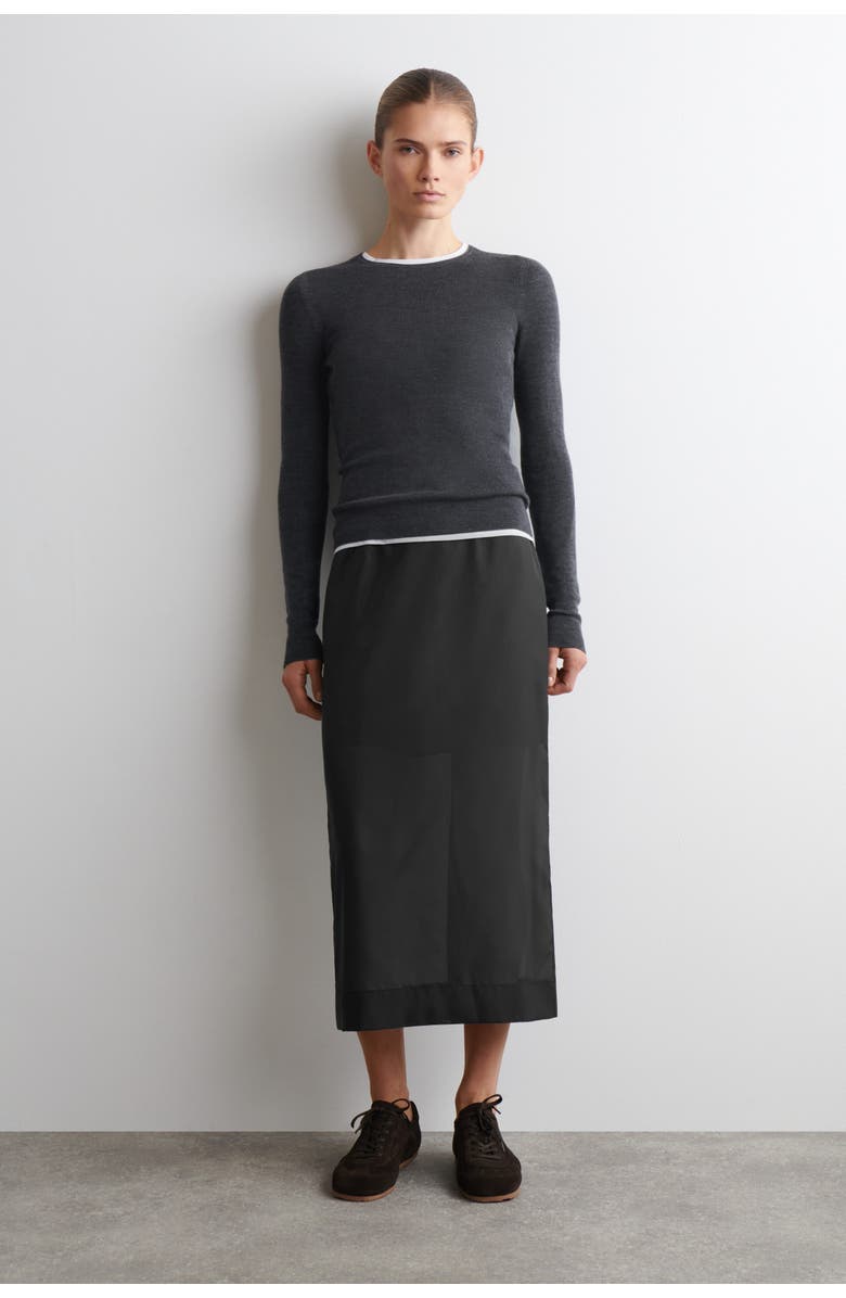 COS Seamless Merino Wool Long-Sleeved Top, Alternate, color, Charcoal Mélange