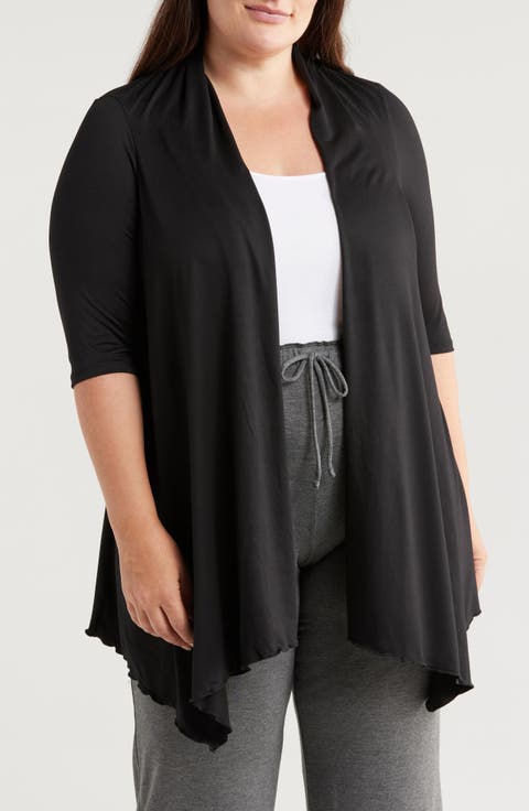 Open Front Long Cardigan (Plus)