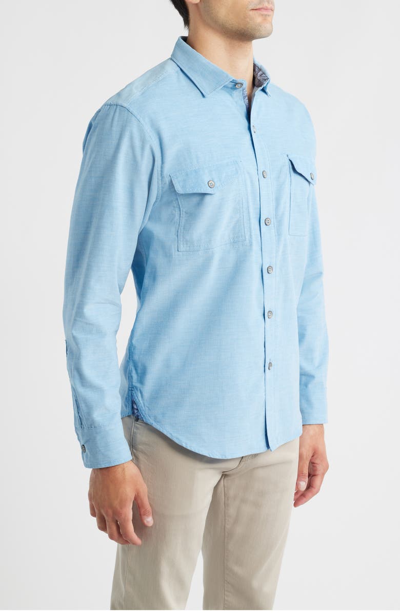 Tommy Bahama Coastline Cord Heather Bay Cotton Corduroy Button-Up Shirt, Alternate, color, Raincloud Heather