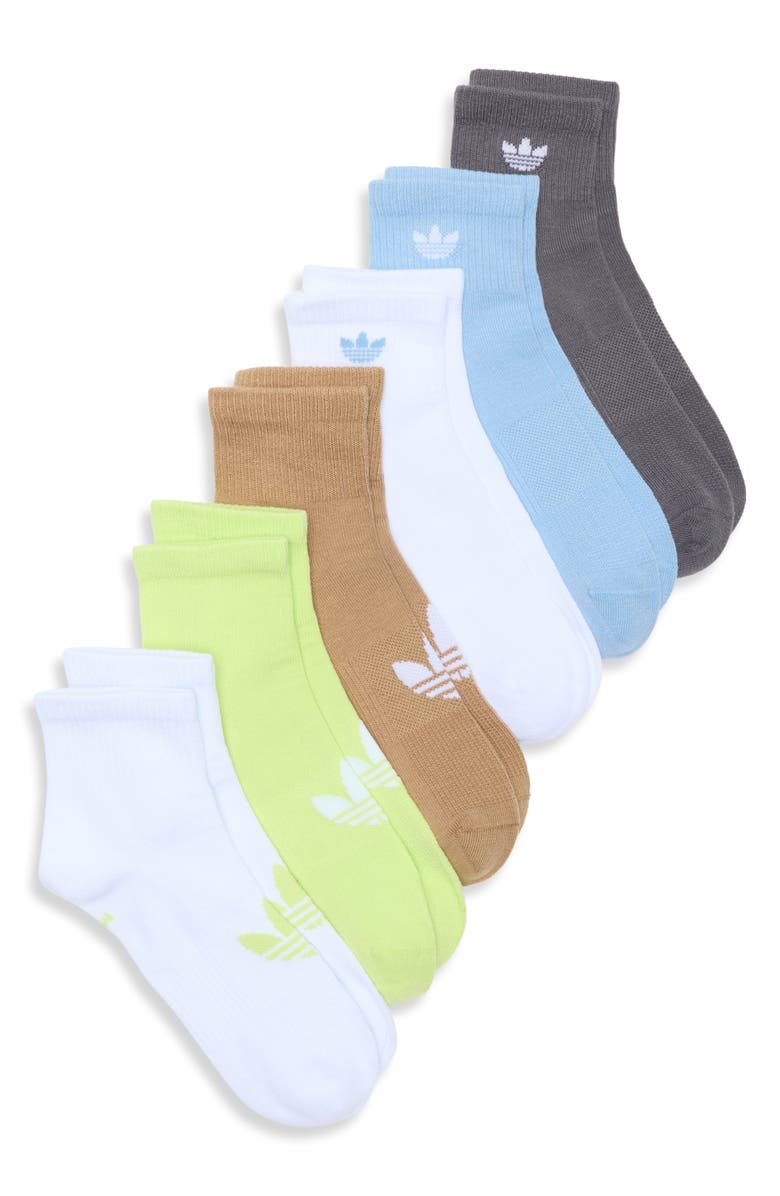 adidas Superlite Originals 6-Pack Ankle Socks, Main, color, Ash Blue/ White/ Lime Green