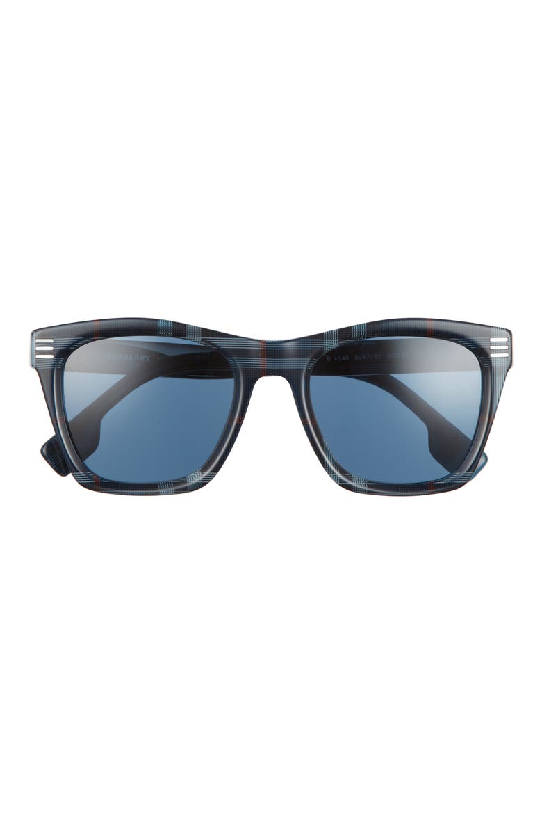 52mm Square Sunglasses, Main, color, NAVY CHECK/ DARK BLUE