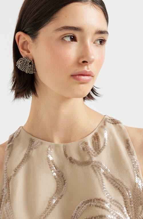 Brunello Cucinelli Floral Sequin Top In Brown