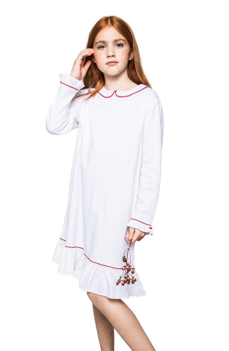 Petite Plume Kids' Sophia Piped Long Sleeve Nightgown, Main, color, 