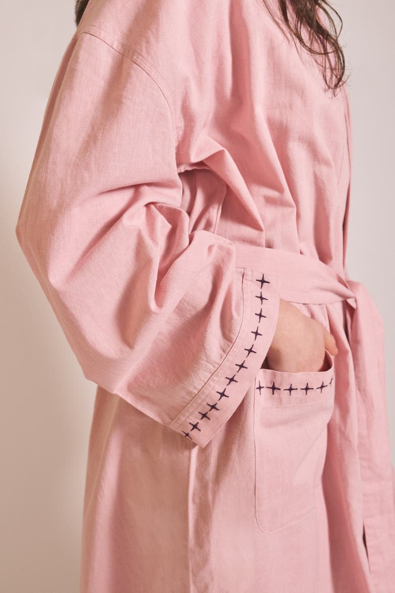 Cotton & Linen Robe, Alternate, color, Pink