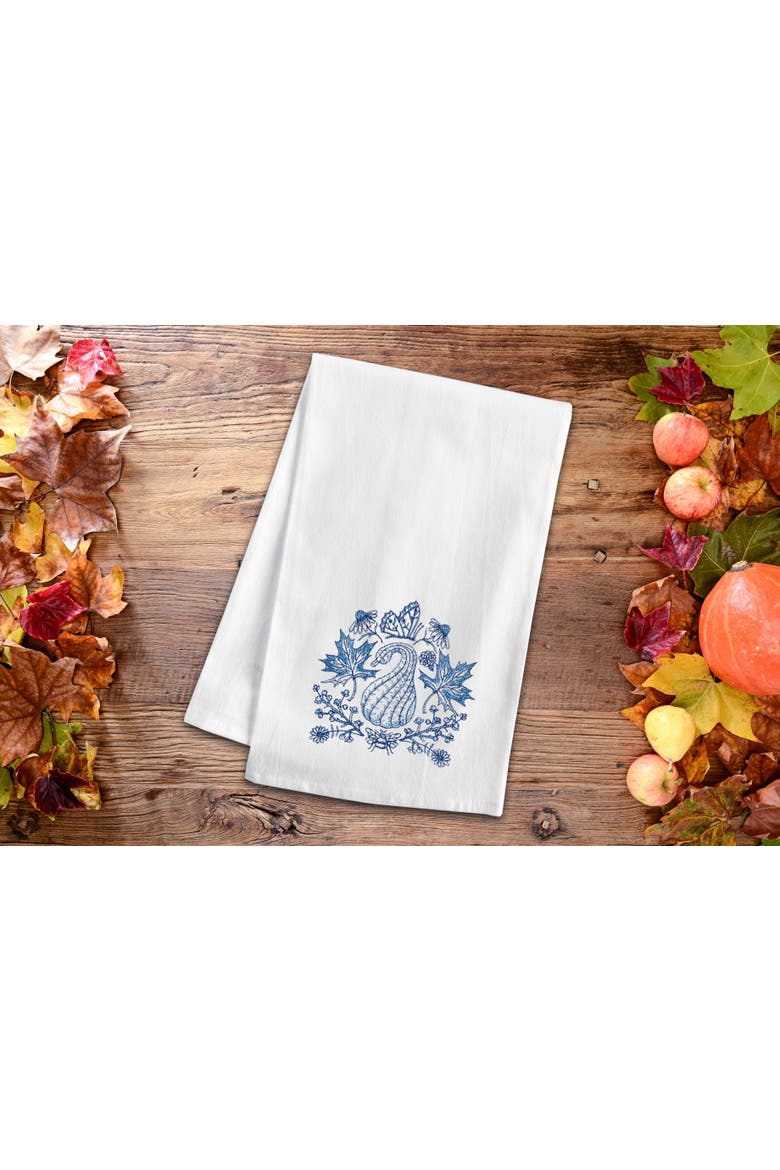 Blue Harvest Gourd Design Dishtowel, Alternate, color, Blue