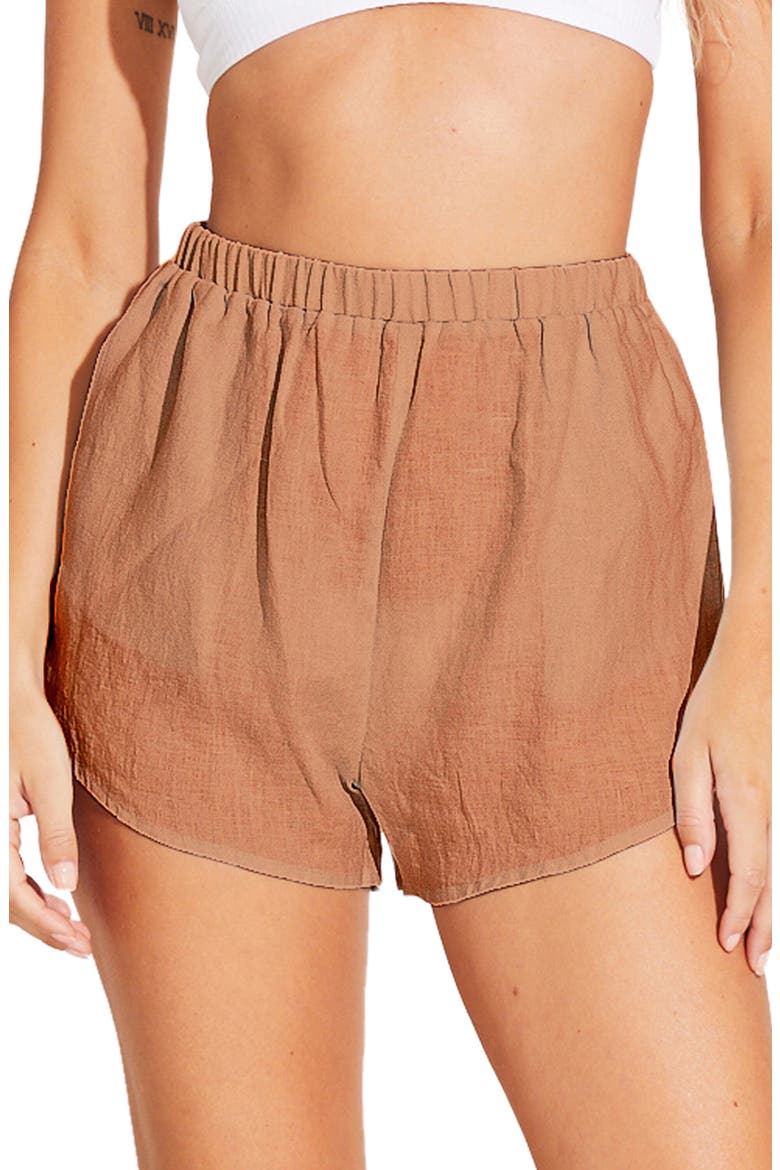 Tallows Linen Cover-Up Shorts, Main, color, DESERT ECOLINEN