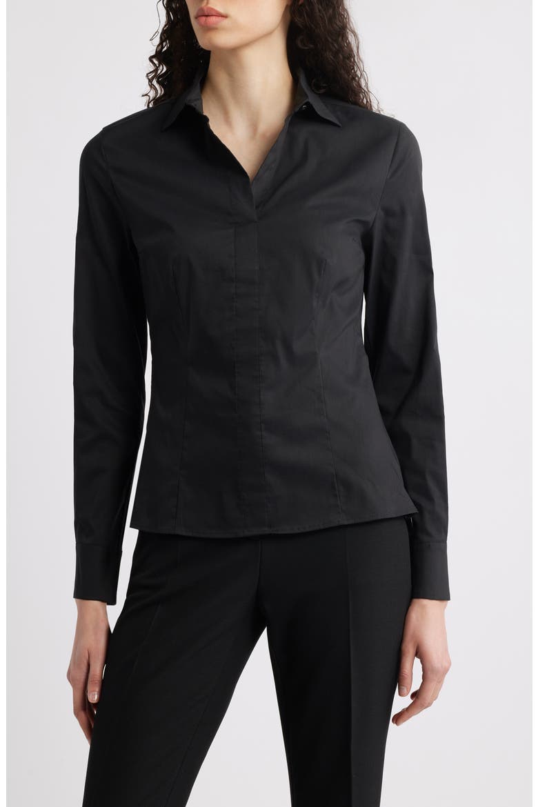 Bashinah Cotton Blend Blouse, Main, color, BLACK