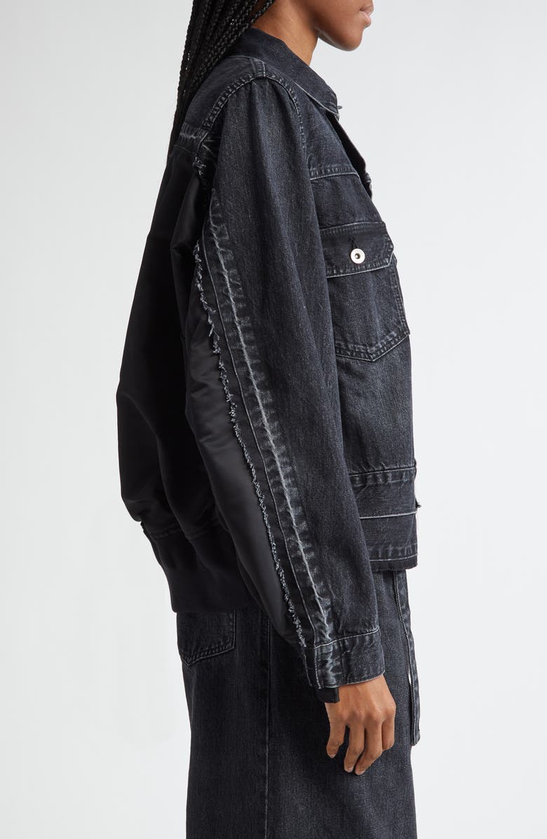 Sacai Denim & Nylon Twill Jacket, Alternate, color, Black 001