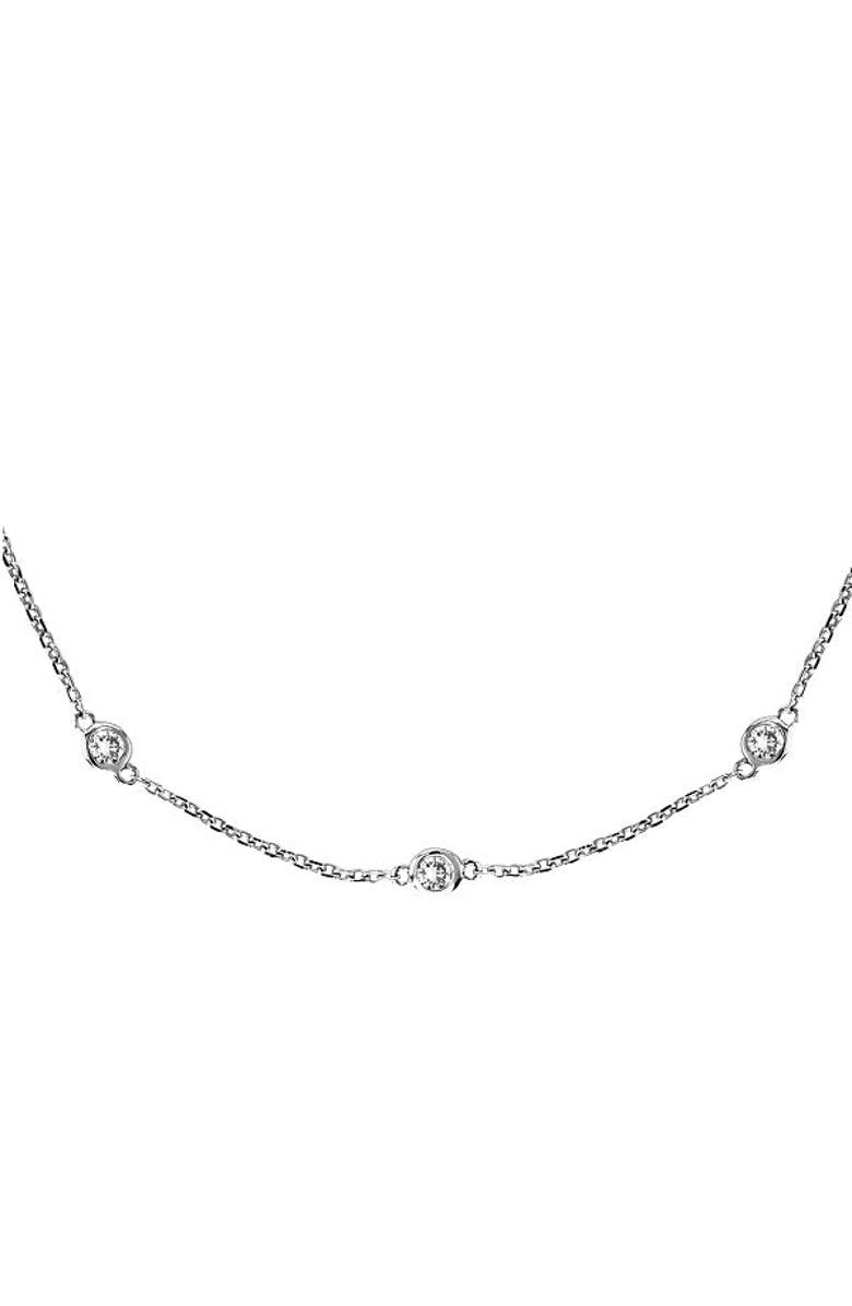 ALLUREZ Natural Diamond Station Necklace Bezel-Set 14k, Alternate, color, White Gold