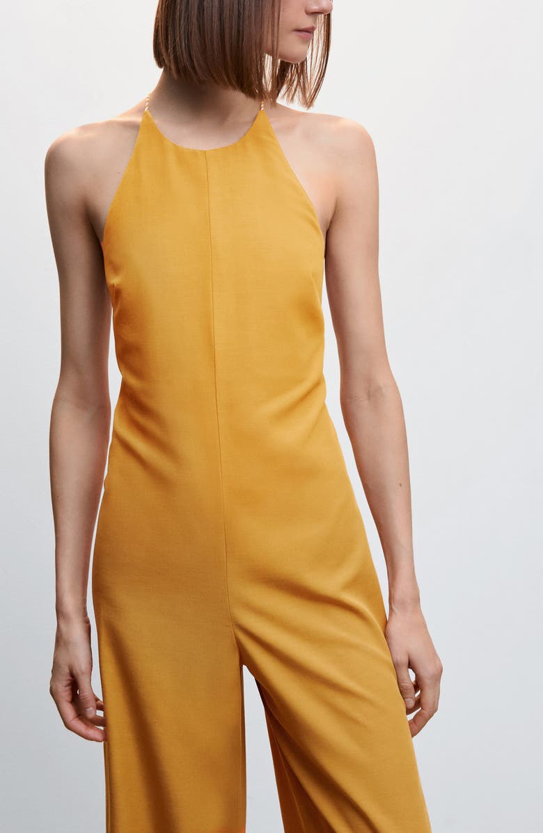 MANGO Open Back Crop Jumpsuit, Alternate, color, 