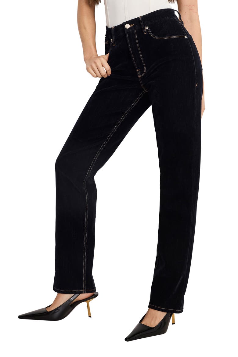 Good Icon Straight Leg Velvet Jeans, Main, color, INDIGO939