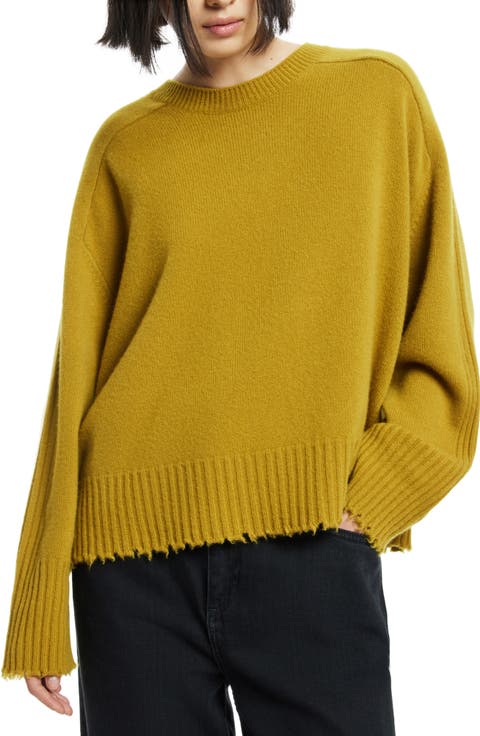 Kiera Fray Edge Cashmere & Wool Crewneck Sweater