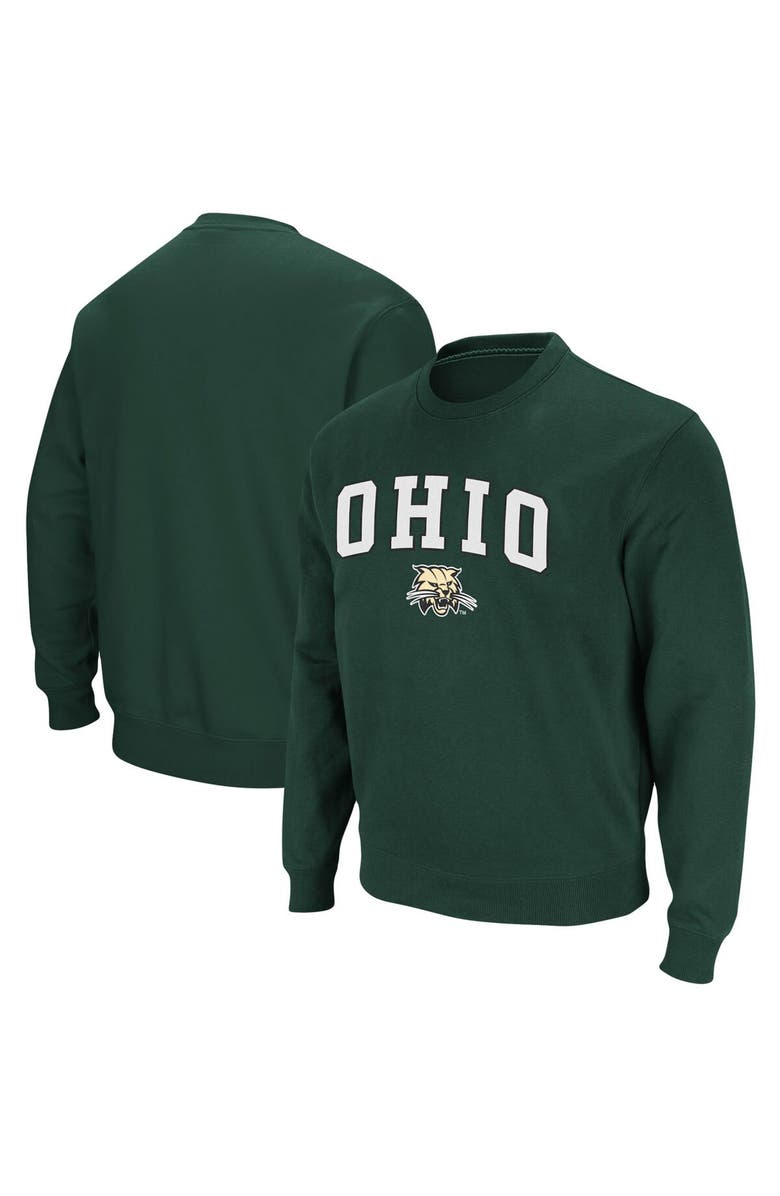COLOSSEUM Men's Colosseum Green Ohio Bobcats Arch & Logo Tackle Twill Pullover Sweatshirt, Main, color, Green