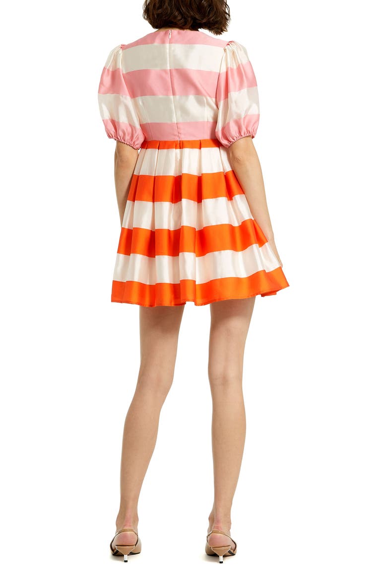 Organza Striped Balloon Sleeve Mini Dress, Alternate, color, Sunset