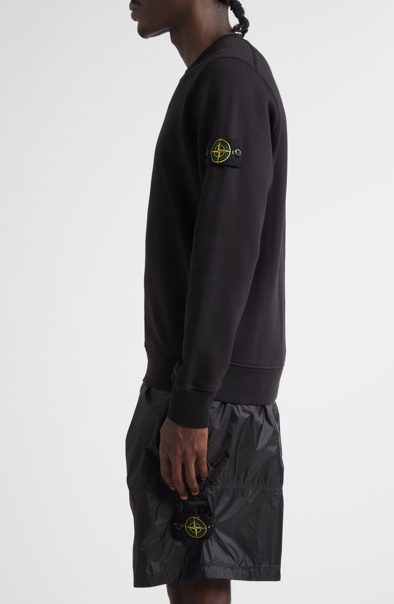 Stone Island Compass Logo Patch Cotton Crewneck Sweatshirt, Alternate, color, V0029 Black