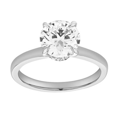 Liora 14K Gold Round Lab Grown Diamond Hidden Halo Ring - 1.98 Ct