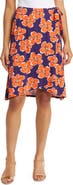 Loveappella Floral Jersey Faux Wrap Skirt