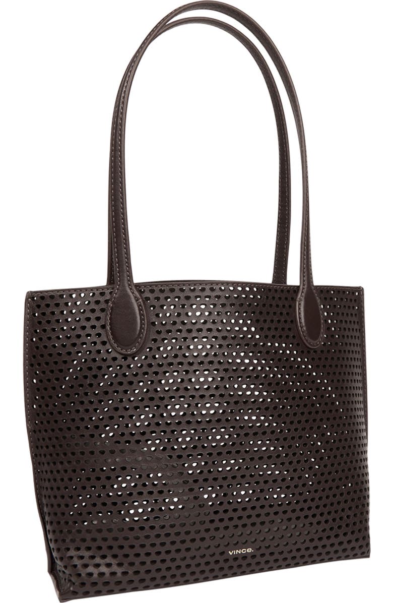 Vince Small Athene Perforated Nappa Leather Tote, Alternate, color, Cacao
