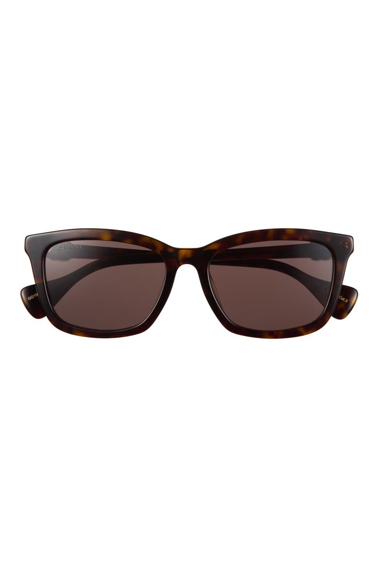 55mm Rectangle Sunglasses, Main, color, HAVANA HAVANA BROWN