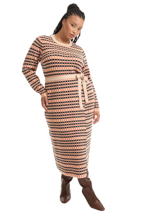 Faux Wrap Sweater Midi Dress (Plus Available)