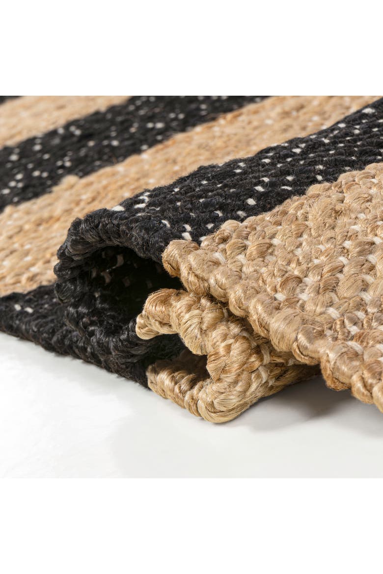 Jayden Rustic Farmhouse Woven Jute Stripe Area Rug, Alternate, color, Natural/Black