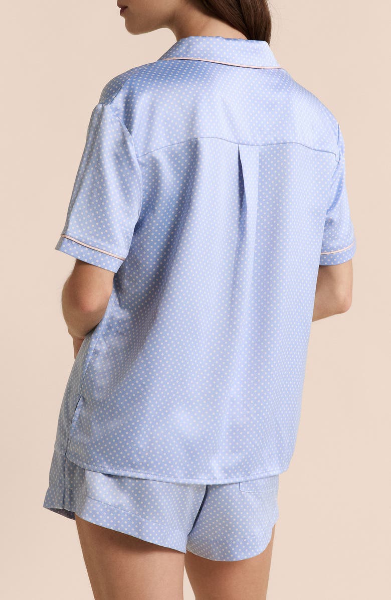 Etam Abel Short Sleeve Chemise Button-Up Pajama Shirt, Alternate, color, Printed Green Blue