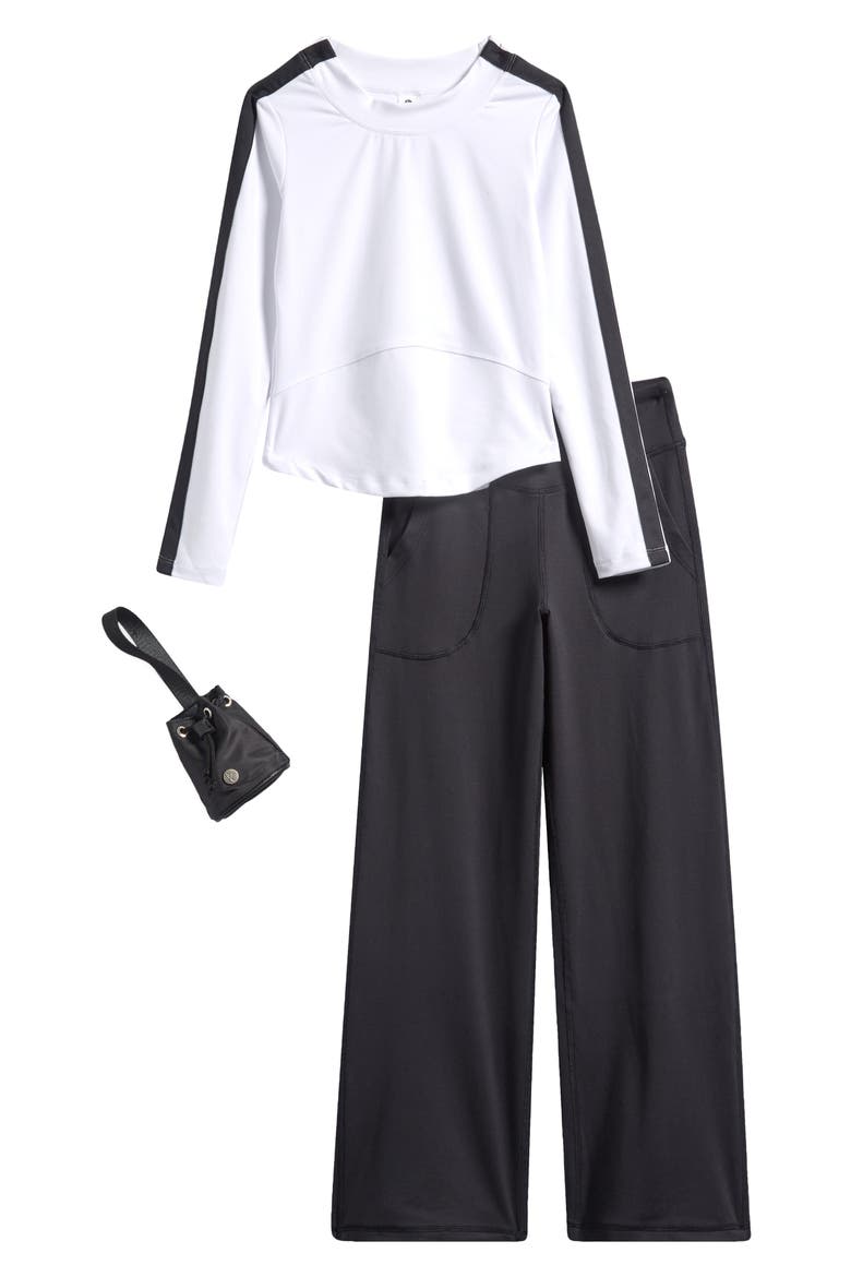 Kids' Scuba Knit Pullover, Pants & Wristlet Set, Main, color, WHITE/ BLACK