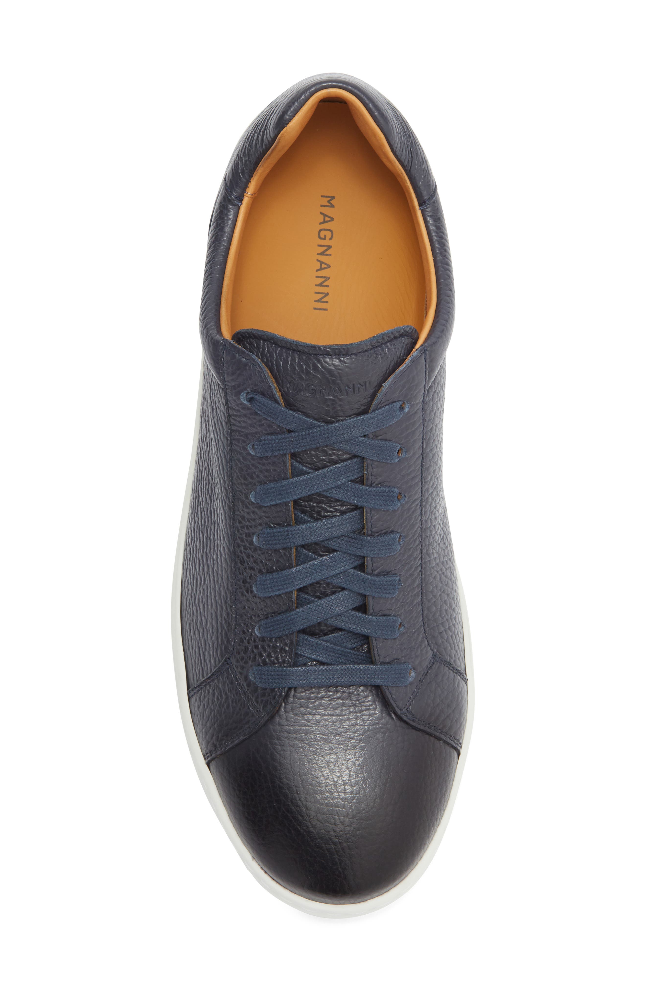 Magnanni Elonso Leather Sneaker, Alternate, color, Navy Pebble