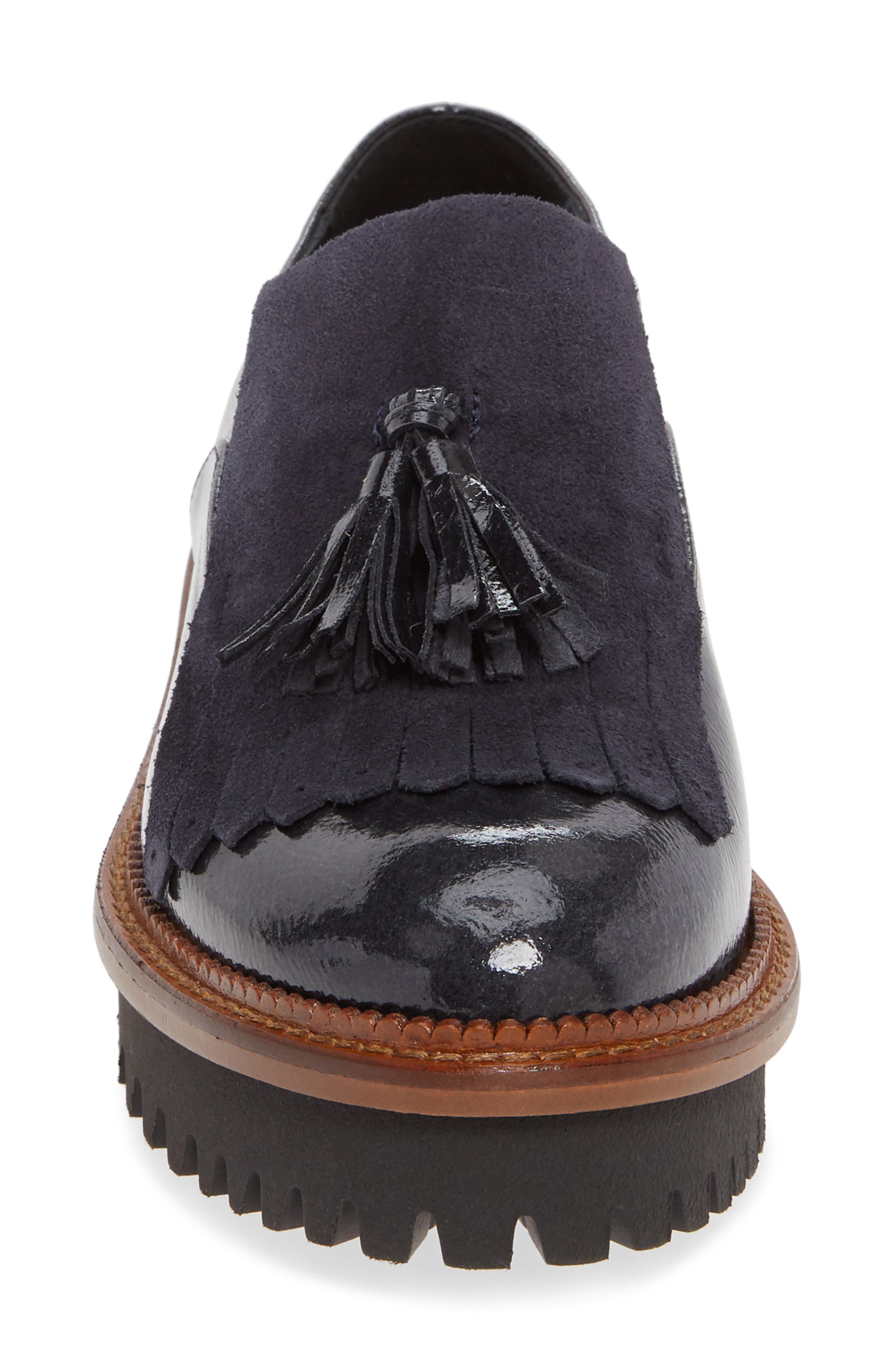 Allyne Wedge Loafer, Alternate, color, NAVY PATENT LEATHER