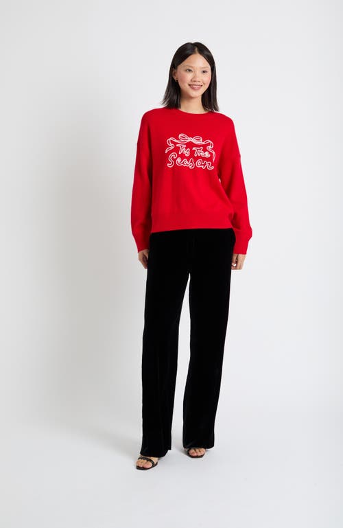 Chinti & Parker Velvet-red Wool-cashmere Tis The Season Sweater In Red