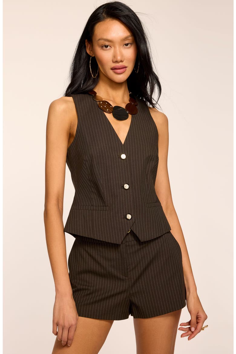 Tatum Vest, Alternate, color, BROWN PINSTRIPE