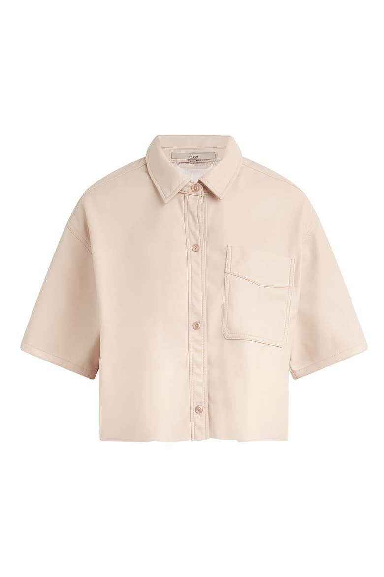 Oversize Crop Button-Up Top, Alternate, color, SHELL