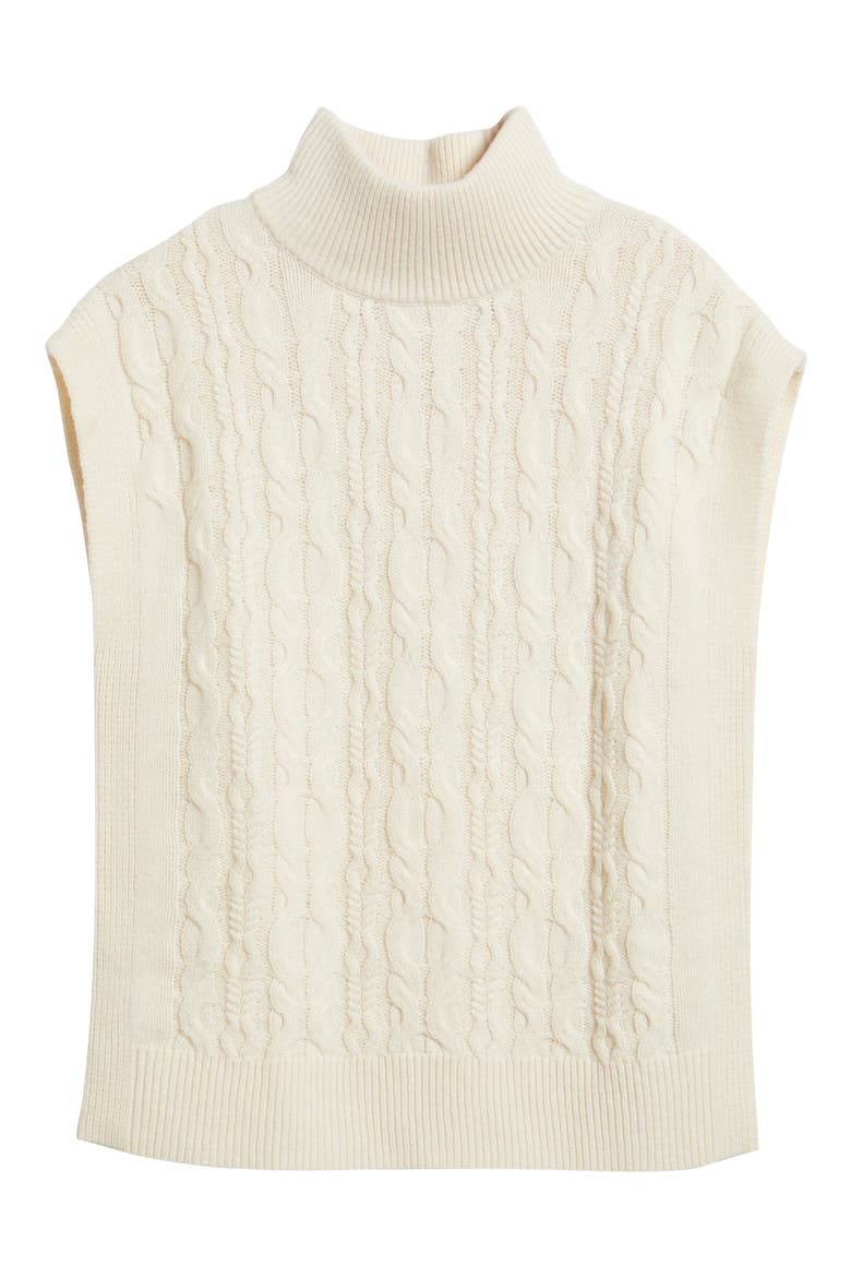 Cable Sleeveless Mock Neck Sweater, Alternate, color, SEA SALT