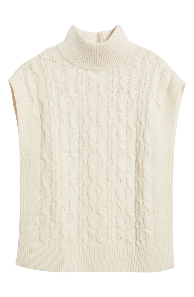525 america Cable Sleeveless Mock Neck Sweater, Alternate, color, Sea Salt