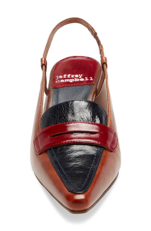 Jeffrey Campbell Ferway Slingback Loafer Pump In Red/navy/tan Leather