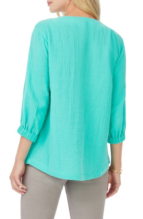 Foxcroft Evie Gauze Blouse In Sea Mist