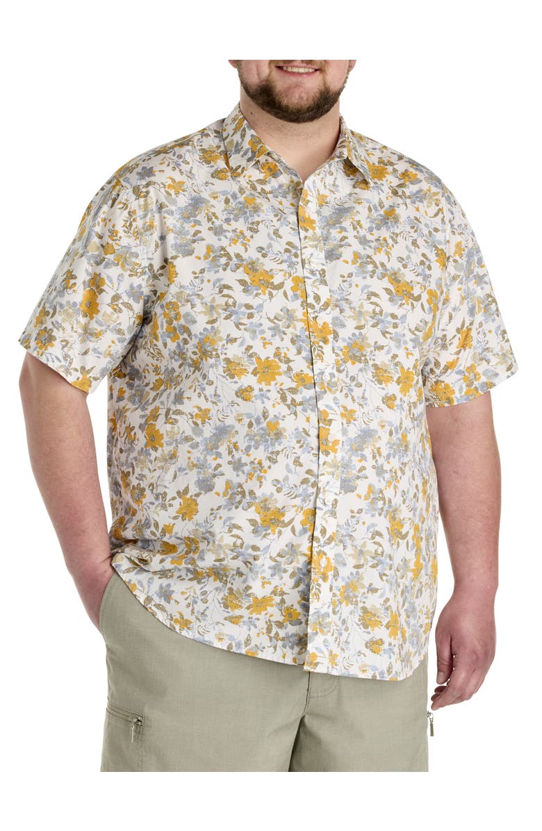 True Nation by DXL Big & Tall Watercolor Floral Sport Shirt, Main, color, Multi