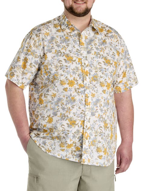 Big & Tall Watercolor Floral Sport Shirt