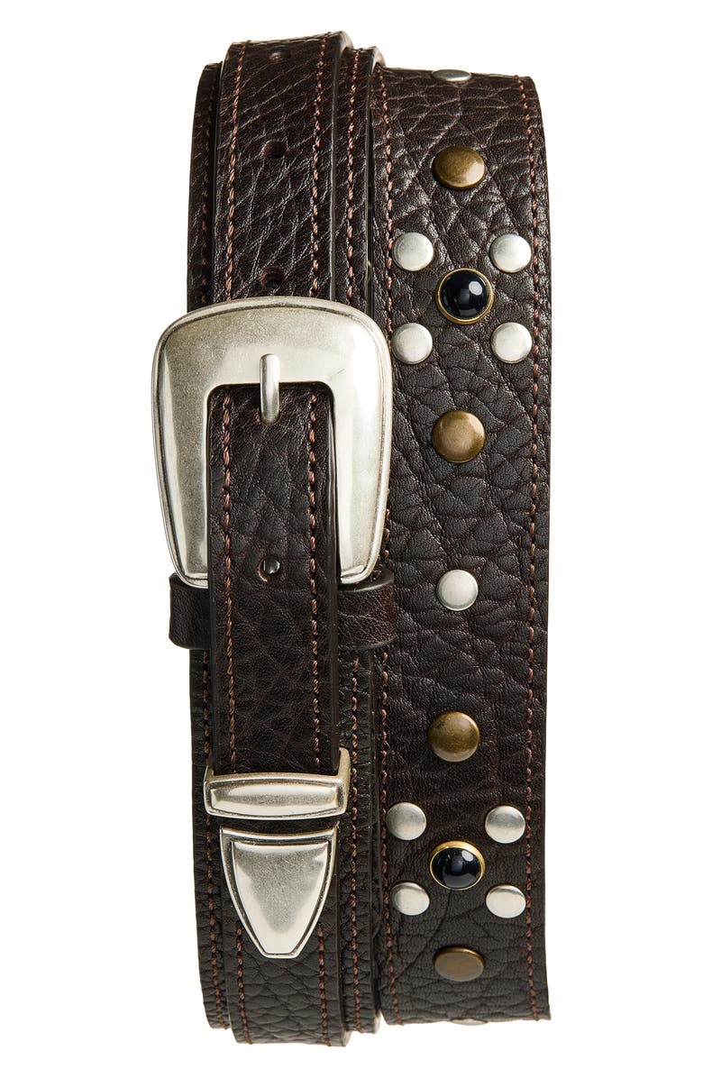 Lemaire Western Studded Belt, Main, color, Dark Brown