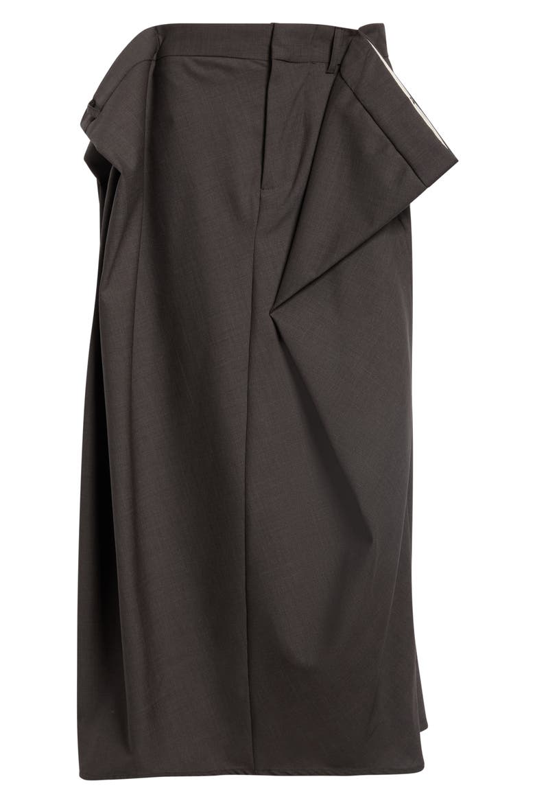 Folded Belt Midi Skirt, Alternate, color, DARK BROWN MLANGE