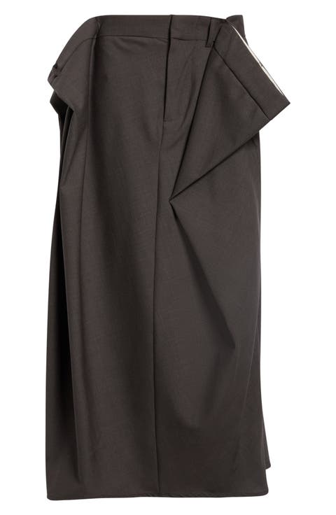 Folded Belt Midi Skirt