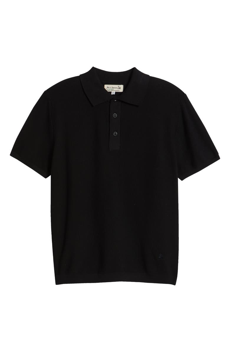 MERZ B SCHWANEN Organic Cotton Piqué Polo, Alternate, color, Deep Black