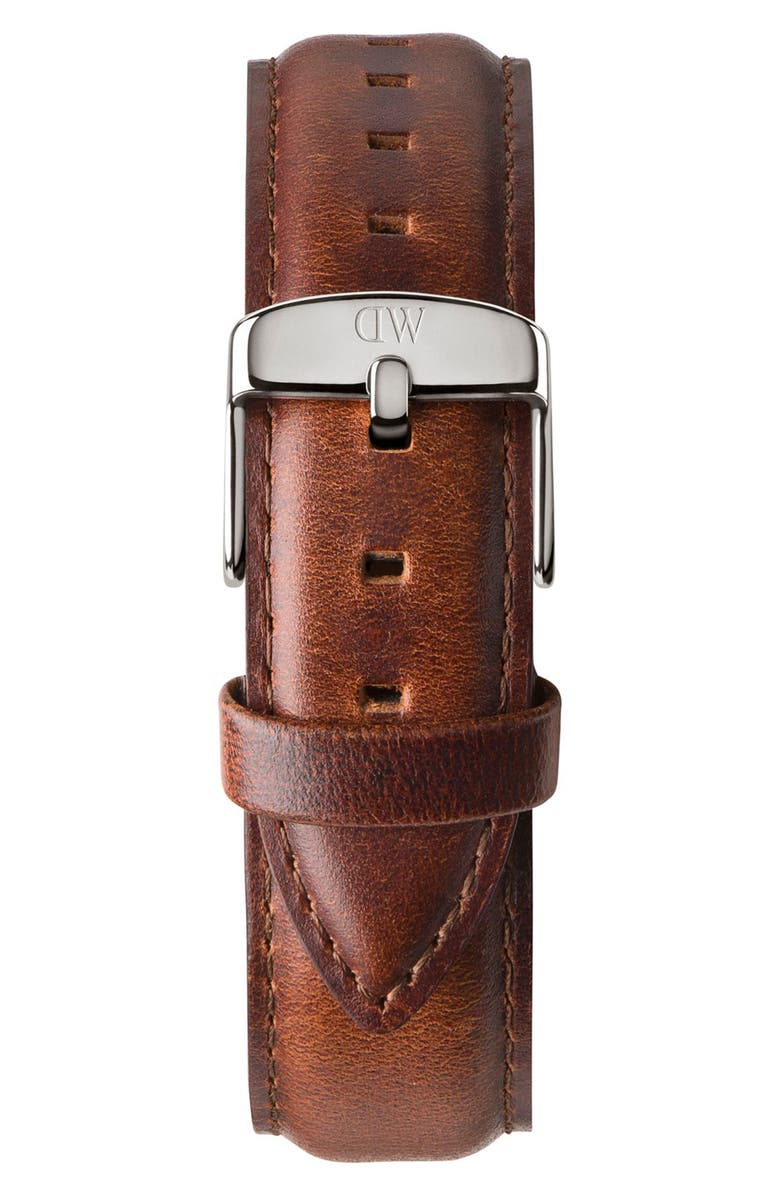 Daniel Wellington 'Classic St. Mawes' Leather Strap Watch, 40mm, Alternate, color, Brown/ Silver