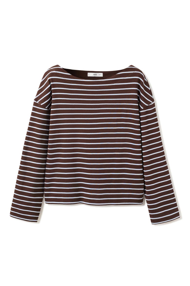 Stripe Boatneck Sweatshirt, Alternate, color, CHOCOLATE